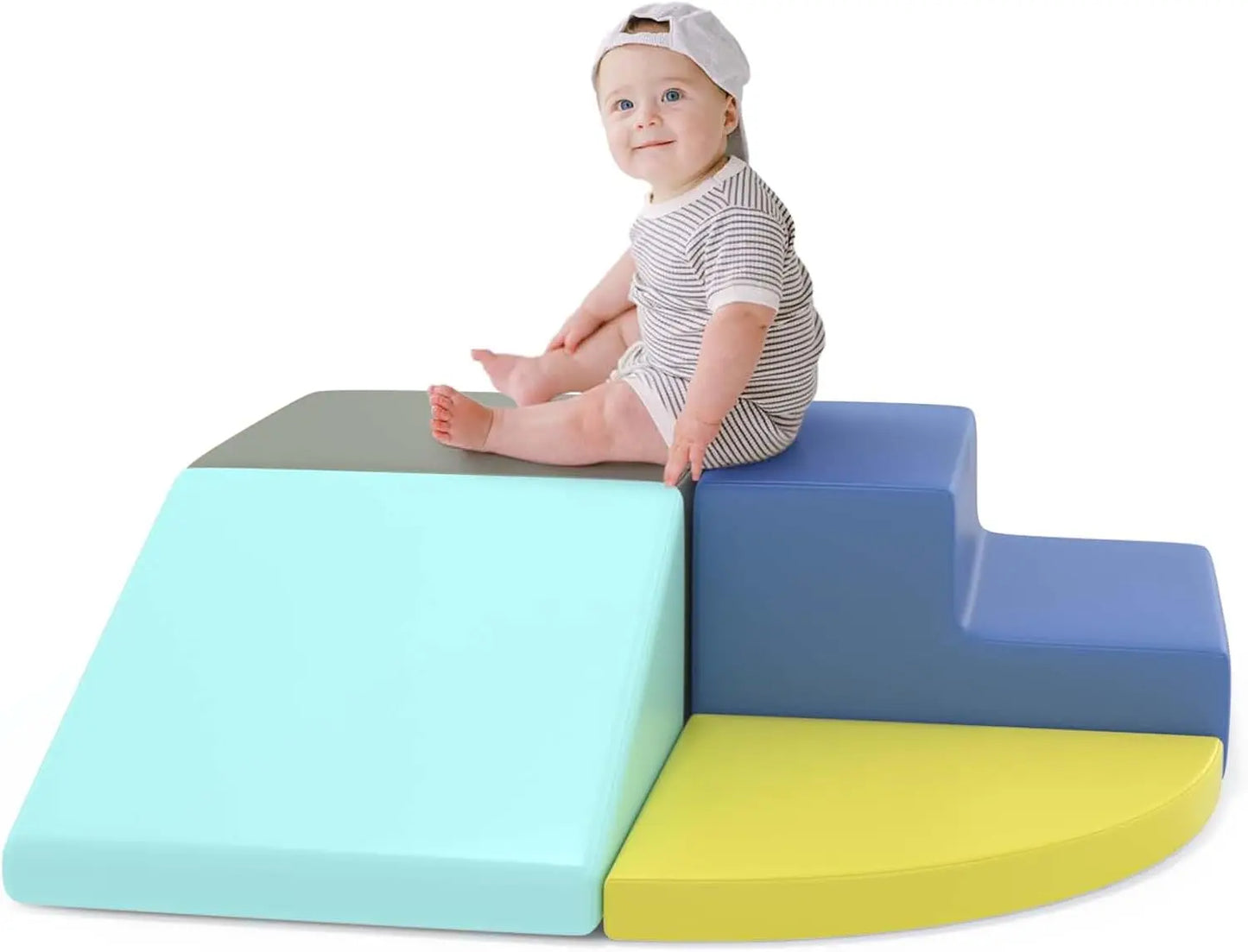 Foam Climbing Blocks, 4-Pieces Climb and Crawl Soft Play Climbing for Toddlers 1-3(4PC-Brown)