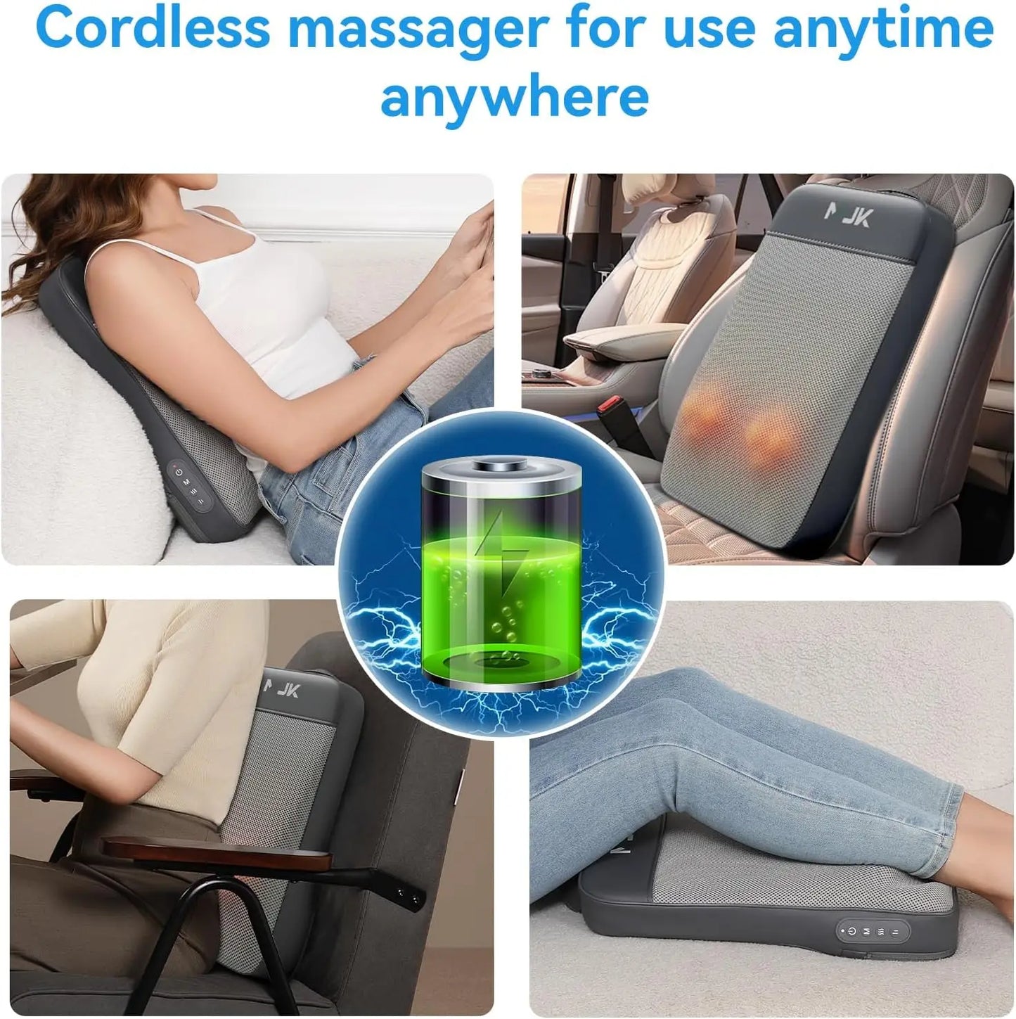 Shiatsu Back Massager for Pain Relief Deep Tissue, 3D Kneading Portable Massage for Full Back, Shoulders, Gift for Women Men