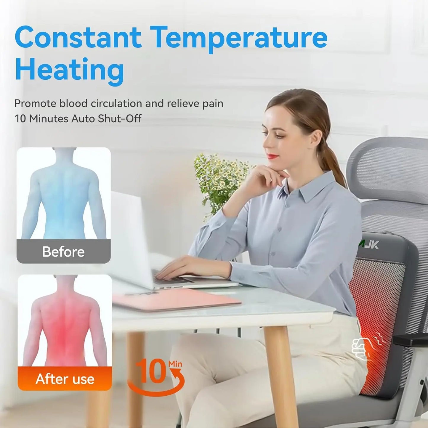 Shiatsu Back Massager for Pain Relief Deep Tissue, 3D Kneading Portable Massage for Full Back, Shoulders, Gift for Women Men