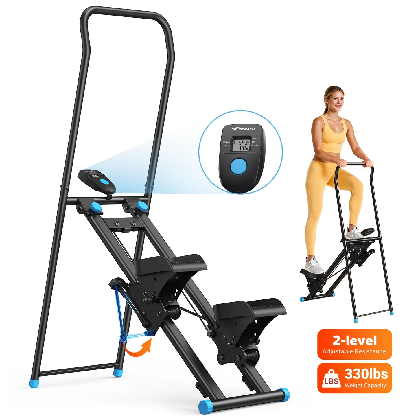 MERACH Stair Stepper for Home Gym Exercise New Version Vertical Climber Machine Full-Body Workout Compact Folding Cardio Stepper
