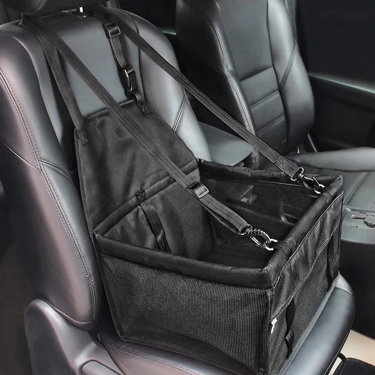 Puppy Car Seat, Sturdy Reinforced Structure with Inner Frame and Velcro, Shortened Safety Leash with Rotary Metal Snap Hook, Ideal Washable Portable Pet Booster Seat for small dogs and Pets