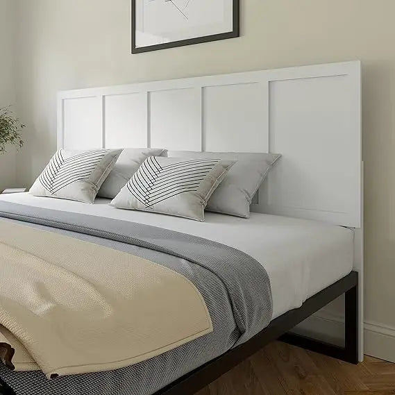 Oliver King Size Wooden Headboard Only, Four Panel Headboard in White
