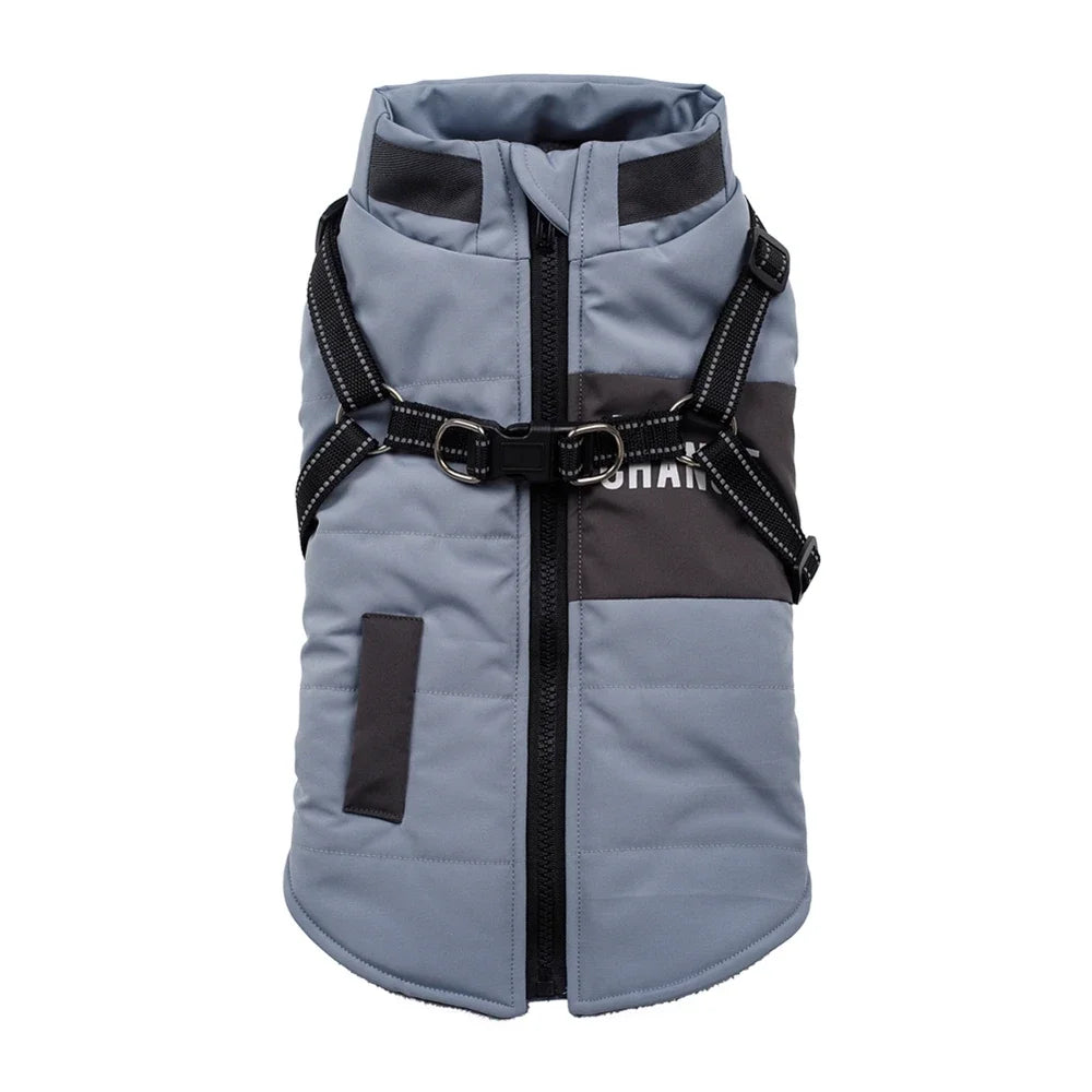 Pet Dog Wind Breaker with Dual D Leash Vest Dog Jacket Warm Dog Hoodie Warm Dog Clothes