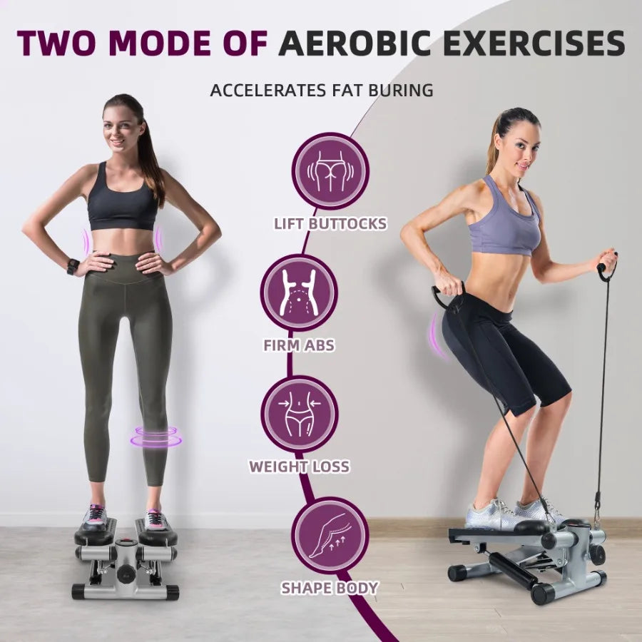 Mini Steppers Stair Steeper with Resistance Bands Portable Stepper Capable of FullBody Exercise Low Noise and Smooth 300 lbs We