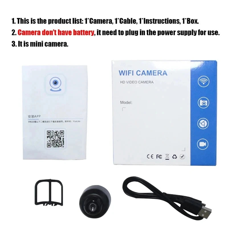 1080P HD Mini WiFi Camera with Night Vision - Wireless Indoor Security Cam for Baby, Pet, Home Monitoring, Remote Viewing