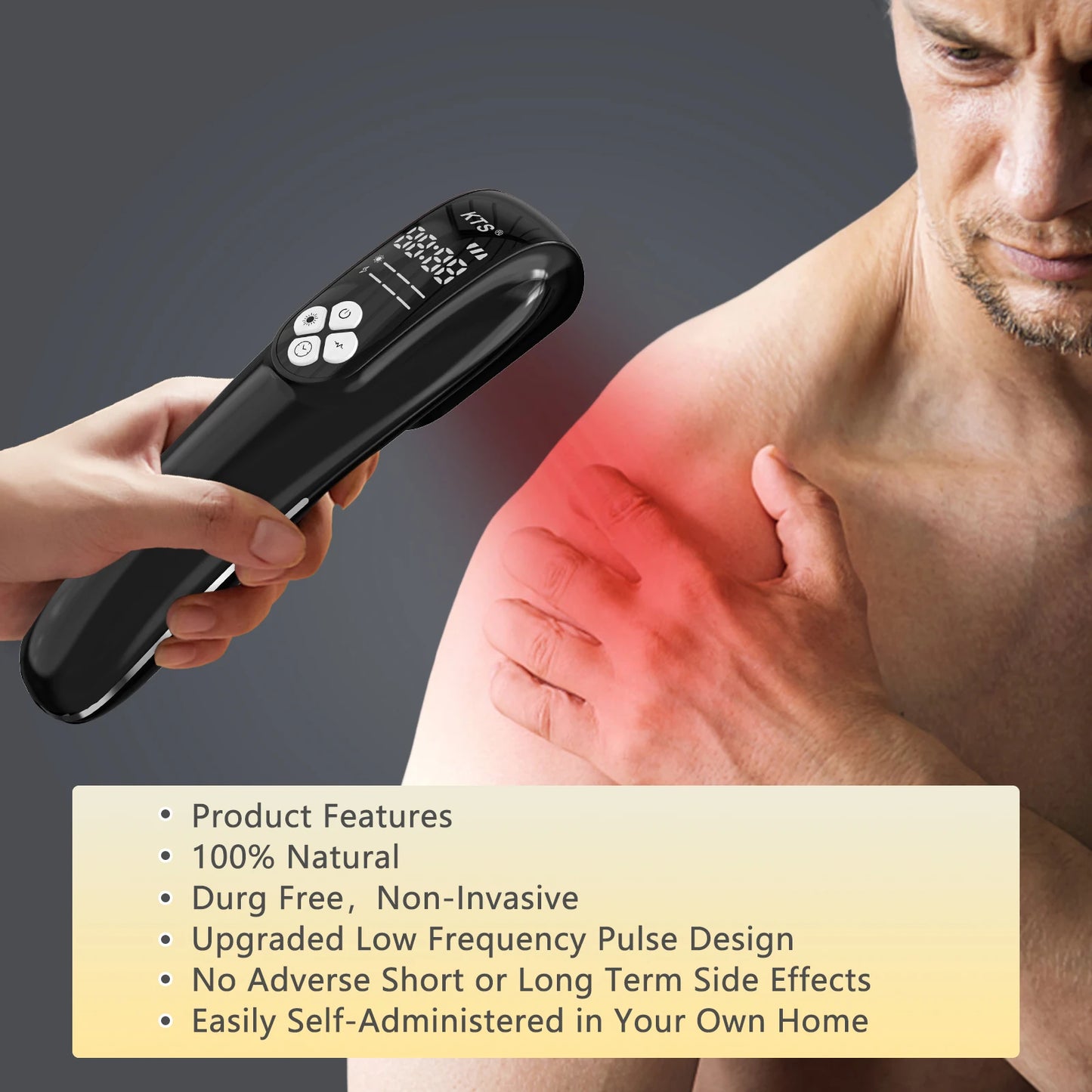 KTS 4x808nm Diodes LLLT Device for Arthritis Frozen Shoulders for Body Pain Relief Tennis Elbows Knees Back Pain Muscle Recovery