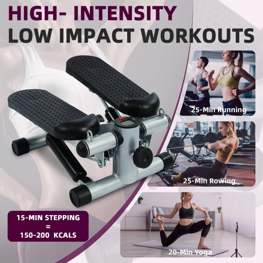 Mini Steppers Stair Steeper with Resistance Bands Portable Stepper Capable of FullBody Exercise Low Noise and Smooth 300 lbs We