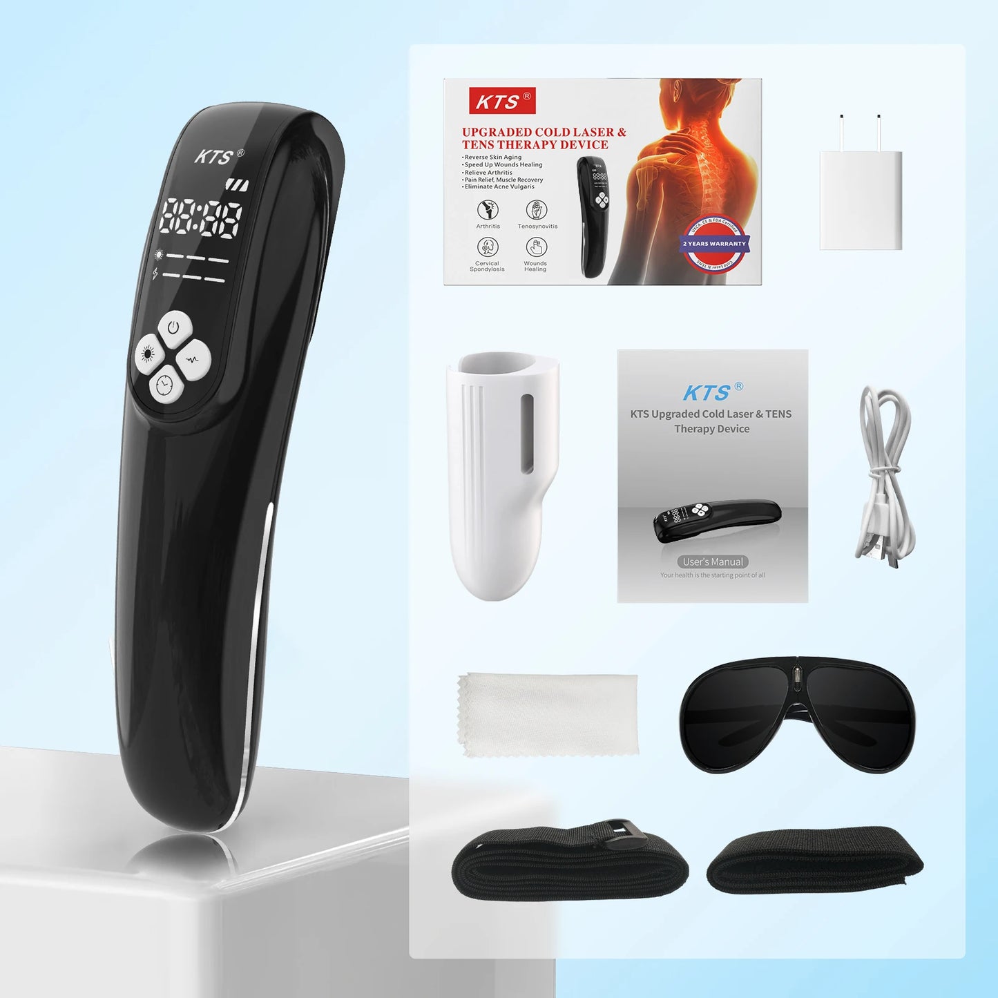 KTS 4x808nm Diodes LLLT Device for Arthritis Frozen Shoulders for Body Pain Relief Tennis Elbows Knees Back Pain Muscle Recovery