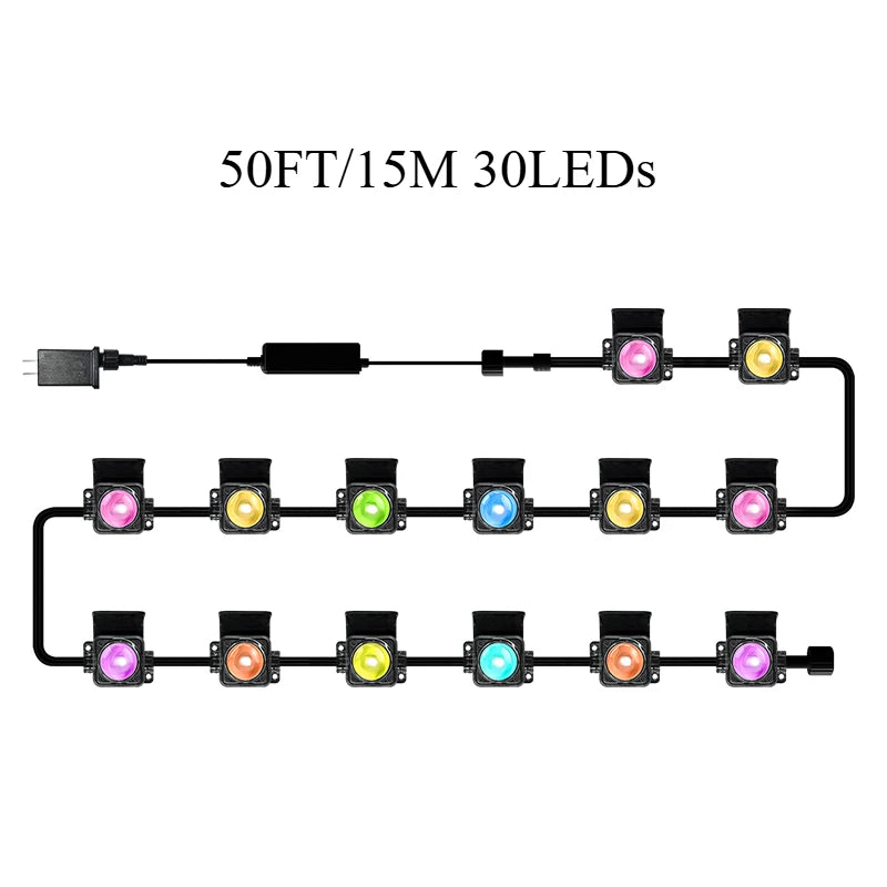 Smart outdoor string lights Permanent RGBIC lamps IP67 waterproof Suitable for gifts, garden lights, garden decorations