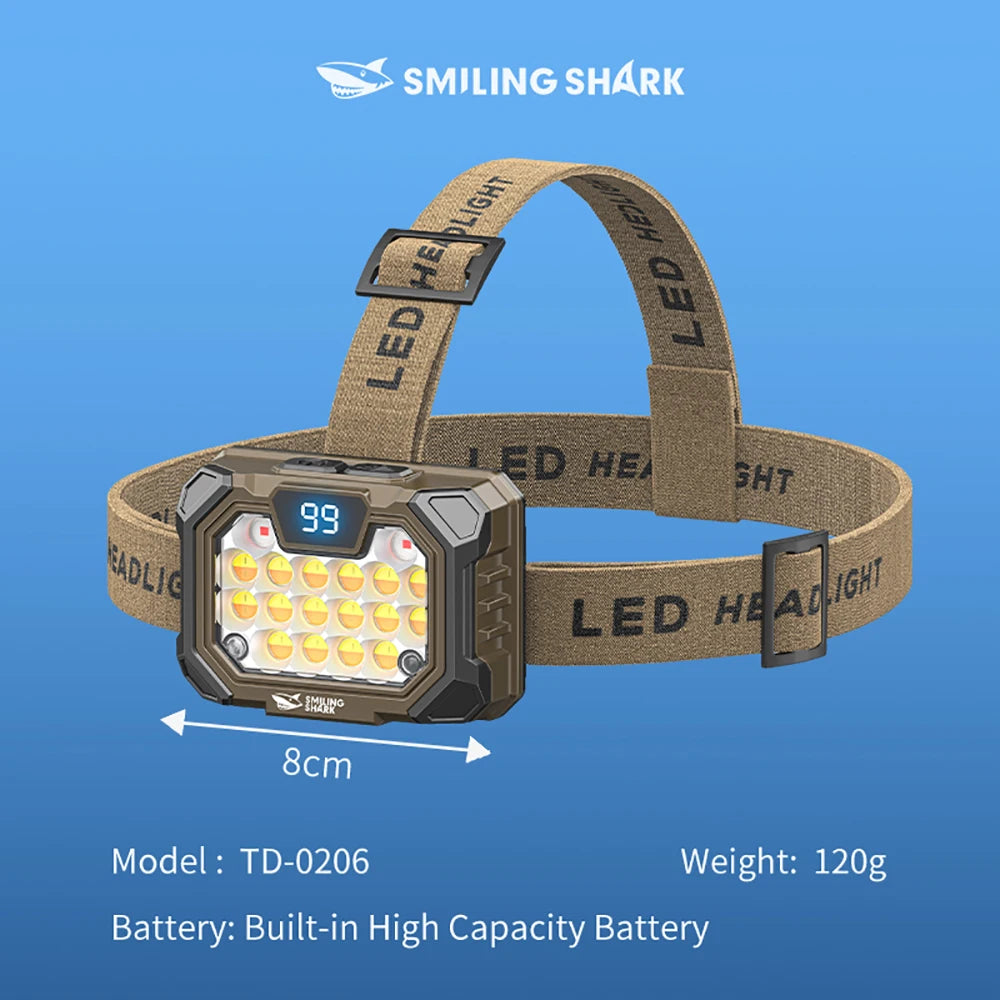 1pc Smilingshark TD-0206 headlamp rechargeable,USB Cable included &Adjustable Headband, Lightweight Headlight for Outdoors, Camp