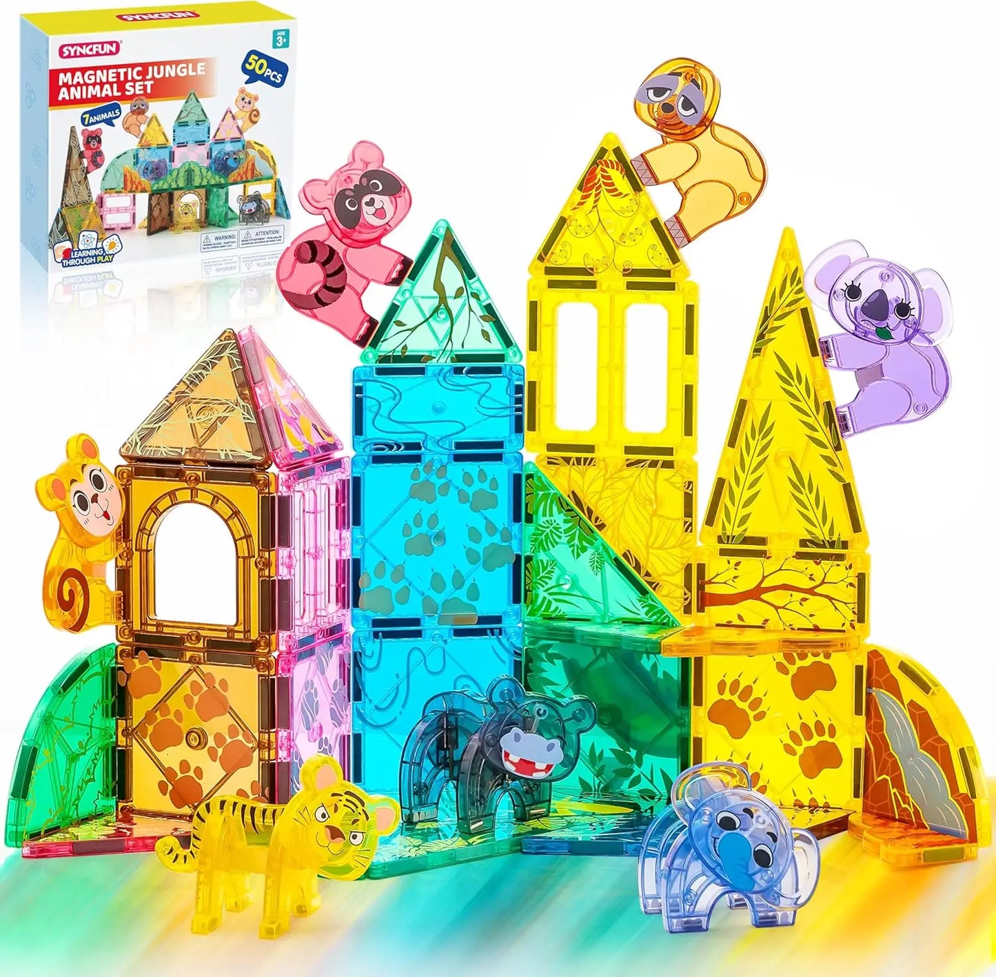 JOYFY 110/66/50 PCS Magnetic Building Tile 3D Magnet Tiles with Vehicle Construction Blocks Set for Kids Birthday Chirstmas Gift