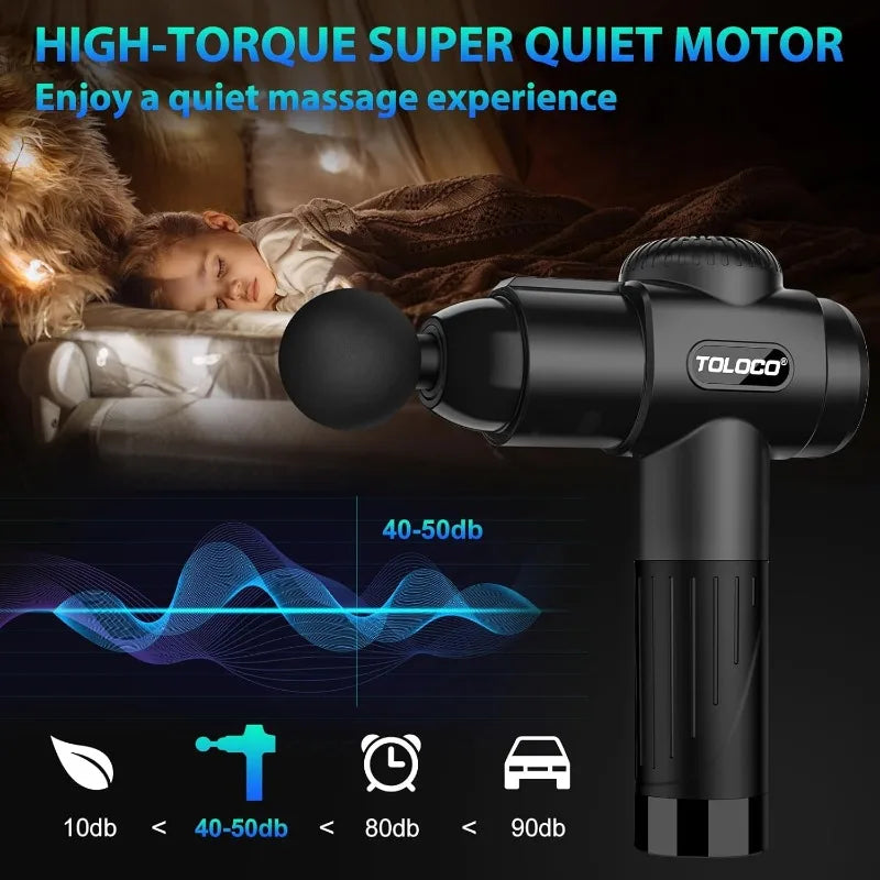 TOLOCO Massage Gun, Deep Tissue Back Massage for Athletes for Pain Relief, Percussion Massager