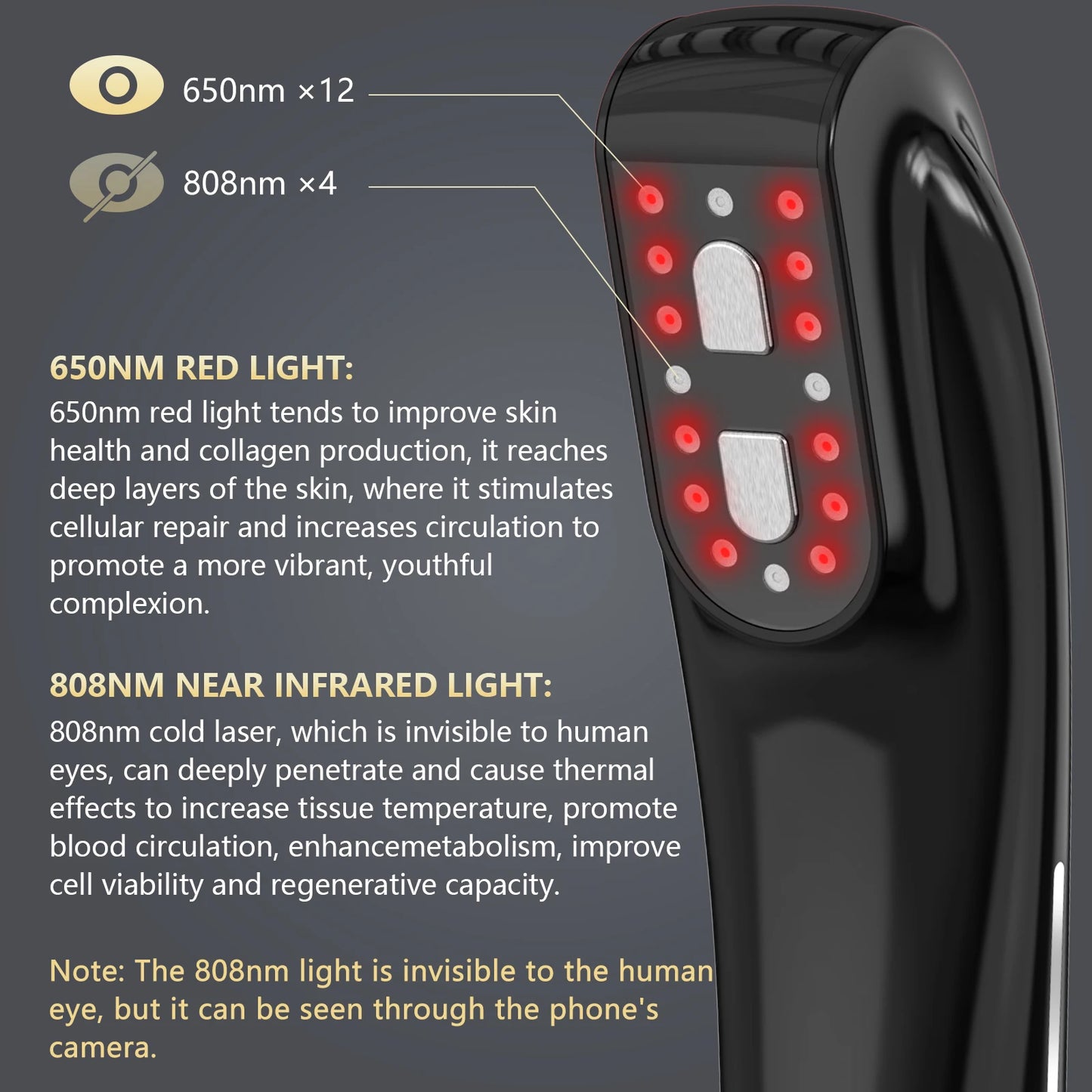 KTS 4x808nm Diodes LLLT Device for Arthritis Frozen Shoulders for Body Pain Relief Tennis Elbows Knees Back Pain Muscle Recovery