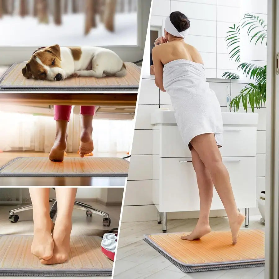 3 in 1bathroom Heating Pad Set, Adjustable Temperature32147 and Time024h Mats, Heated Bath Rug with Memory Function, Waterproof