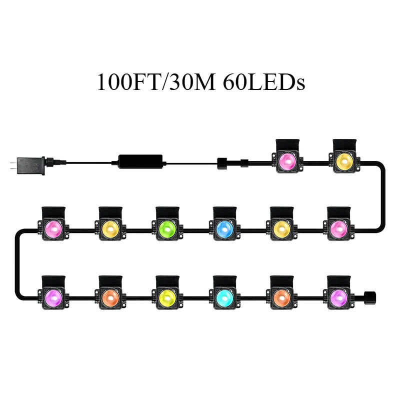 Smart outdoor string lights Permanent RGBIC lamps IP67 waterproof Suitable for gifts, garden lights, garden decorations