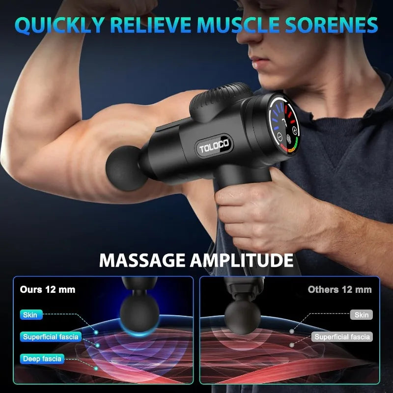 TOLOCO Massage Gun, Deep Tissue Back Massage for Athletes for Pain Relief, Percussion Massager