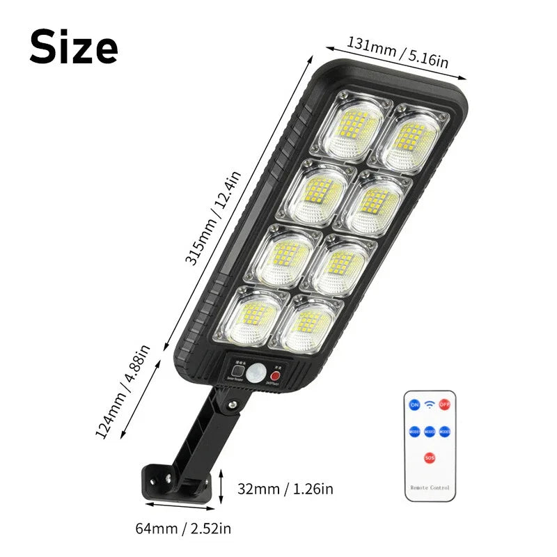 Outdoor Solar Street Light Motion Sensor LED Wall Lamp Waterproof Night Light Commercial Dusk to Dawn for Garden Courtyard