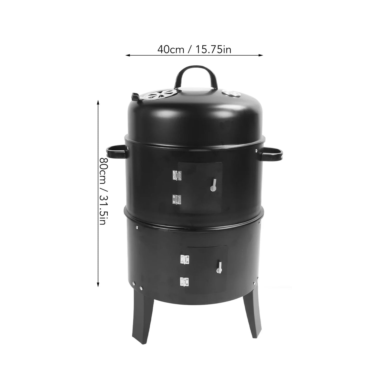 Grill Smoker Smoking Grill Vertical Charcoal Smoker 3 in 1 3 Layer Grill Barbecue Smoker BBQ Grill with Thermometer for Cooking