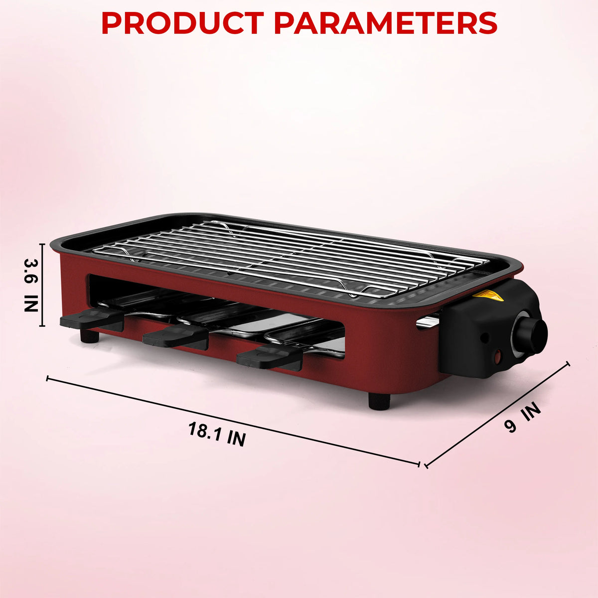 1500W 2-in-1 Electric Grill Pan, Non-Stick Smokeless BBQ Grill with Removable Plate, Adjustable Temp Control & 3 Raclette Pans for Home Kitchen Party