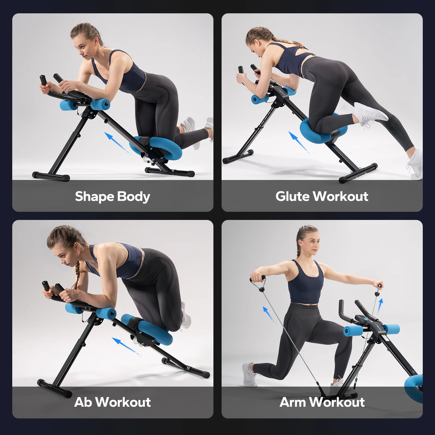 MERACH Ab Machine Adjustable Trainer Workout Foldable Knee Protection Abdominal Exercise Machine Core Ab Exercise System Trainer