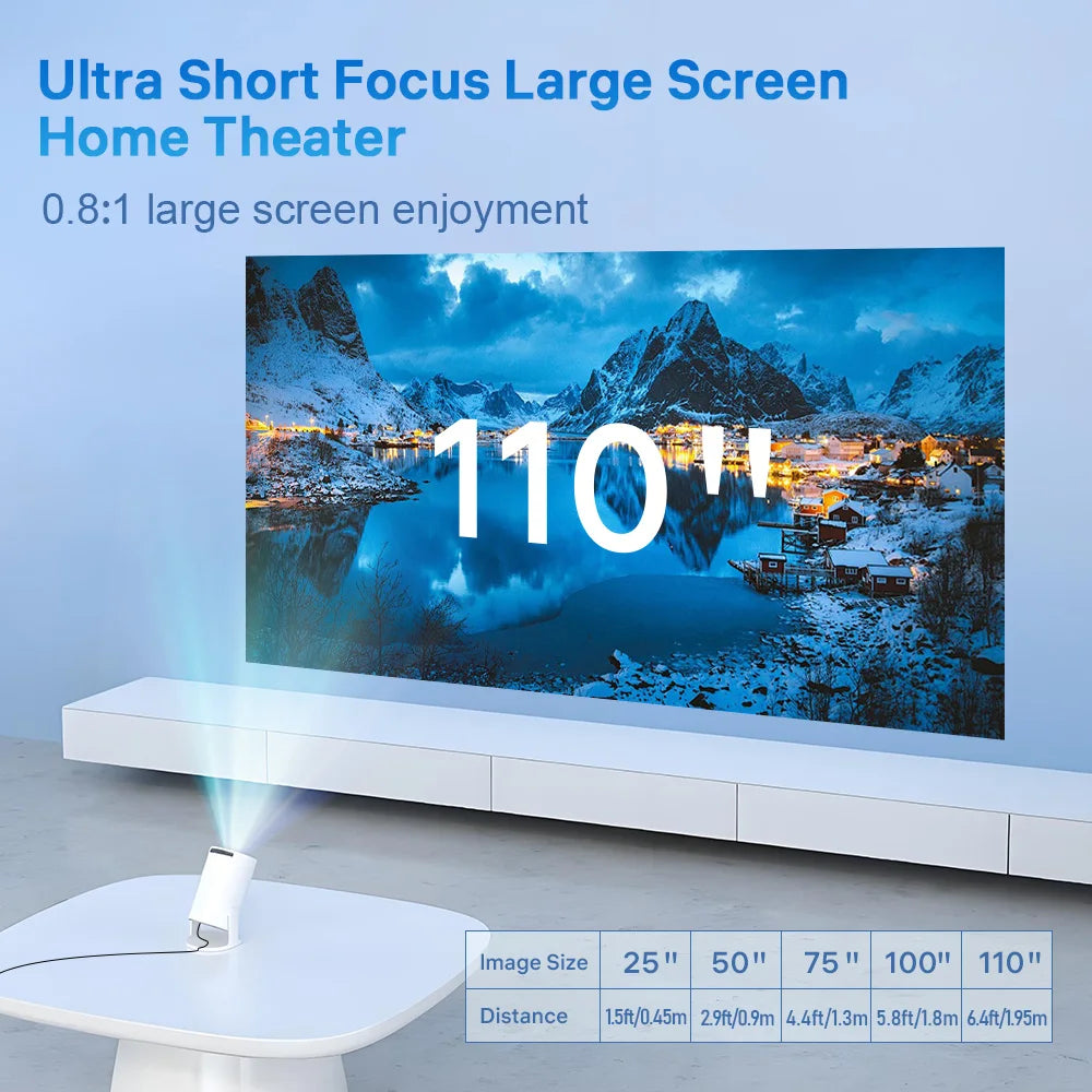 LynCast Projector X1BQ 4K Android 11 8000 Lumens Dual WiFi 6 BT5.4 Outdoor Theater 1080P 1280*720P 290ANSI Home Cinema Portable