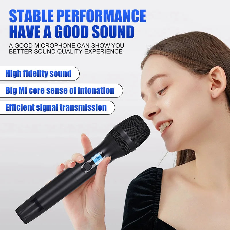 NXG  K-6 UNIVERSAL-1TO2 Dual Wireless Microphone Receiver Kit, Metal Mesh Mic Head, Matte Comfort Grip, Dual Signal Antennas, Crystal Clear Hi-Fi Audio, Zero Delay Sound, Multi-Scene Wireless Mic System for Family Singing, Li