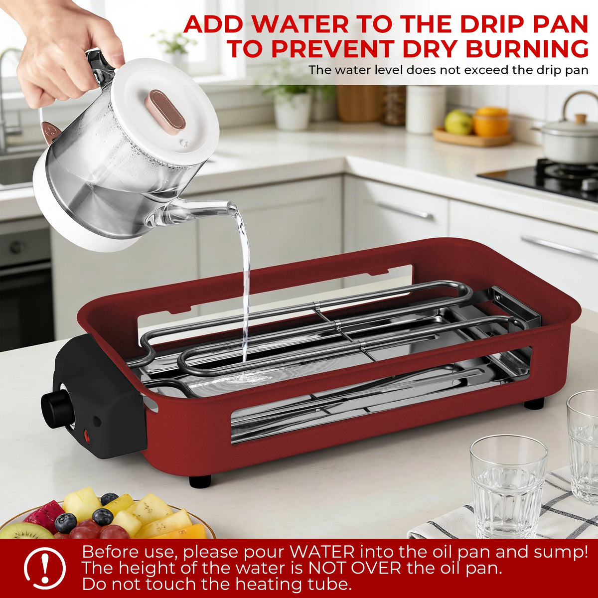 1500W 2-in-1 Electric Grill Pan, Non-Stick Smokeless BBQ Grill with Removable Plate, Adjustable Temp Control & 3 Raclette Pans for Home Kitchen Party