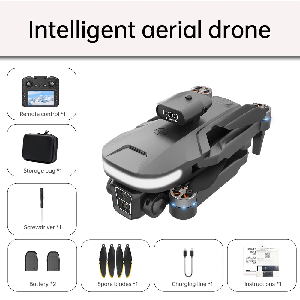 drone with 8K professional dual camera studio with remote control has 4.5inch screen 360° Omni-directional Obstacle Avoidance