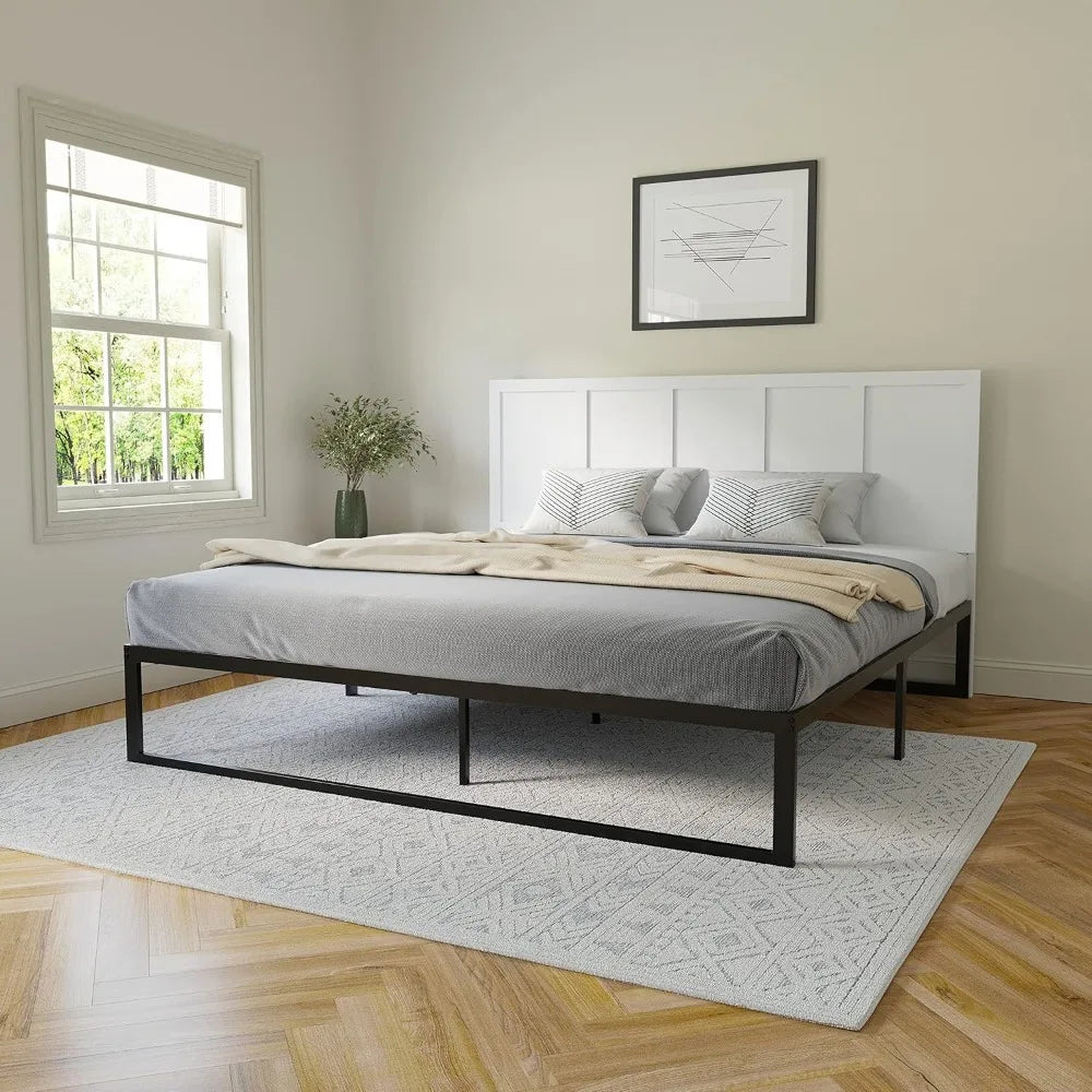 Oliver King Size Wooden Headboard Only, Four Panel Headboard in White