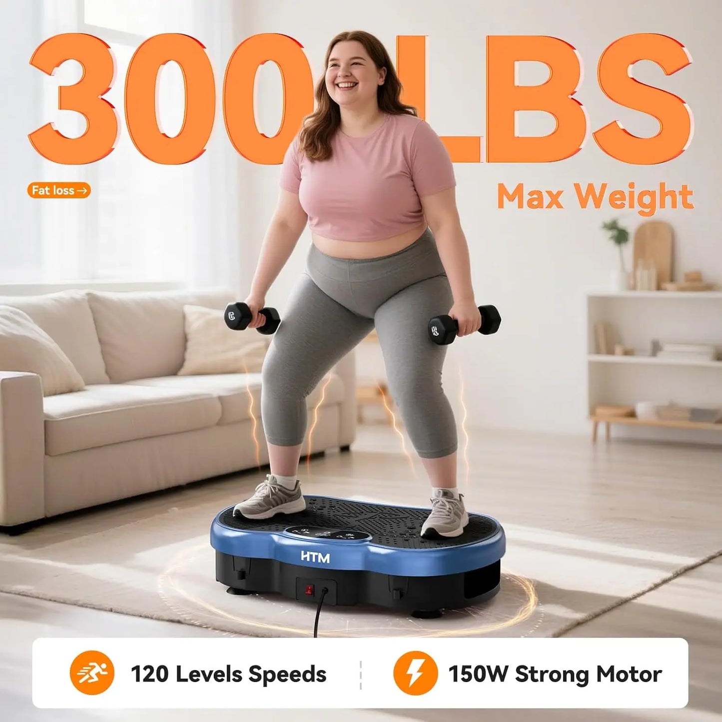 Fitness Vibration Plate Vibrate Exercise Machine Calorie Tracking 120 Speed Levels Whole Body Power Plate Home Gym Fat Burning