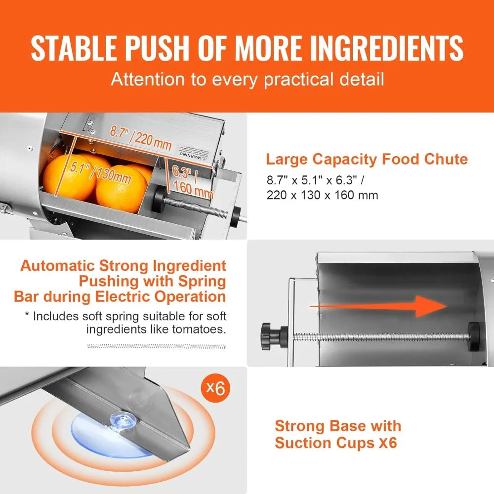 Electric Vegetable Slicer, 0-0.5/0-12mm Thickness Adjustable Commercial Slicer Machine, Convertible to Manual, Stainless S