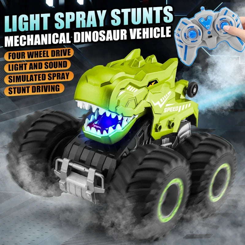 Dinosaur RC Car Remote Control Car Spray Tumbling Stunt Car 2.4G with Light Sound Boy Climbing Car High Speed Vehicle Toys Gifts