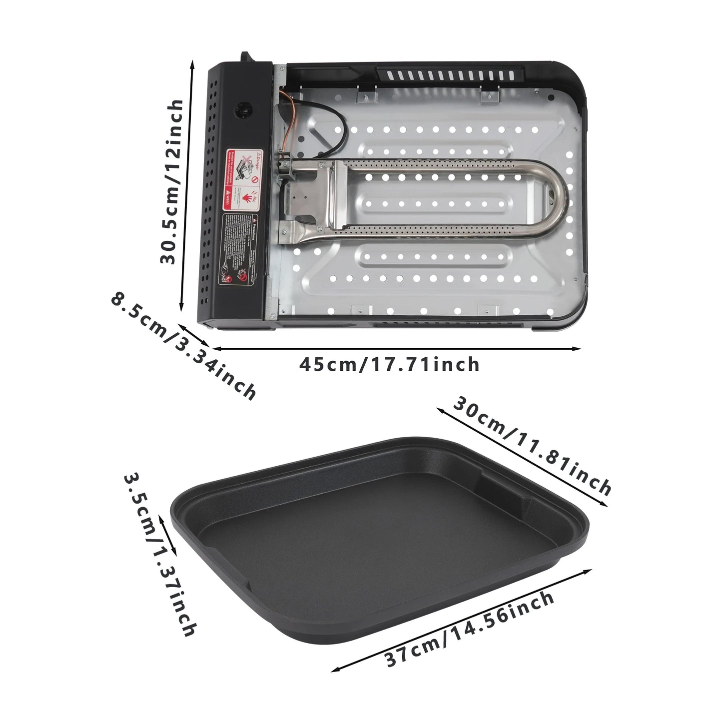Portable Butane Gas Grill Stove Outdoor Camping Picnic BBQ with Non-Stick Grill Pan Tempered Glass Lid for Kitchen Garden Beach