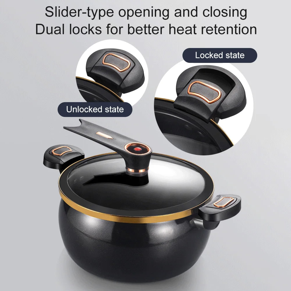 8L Micro Pressure Cooker Soup Pot with Transparent Lid Multi-Function Micropressure Cooking Pot for Steaming,Simmering, Stewing