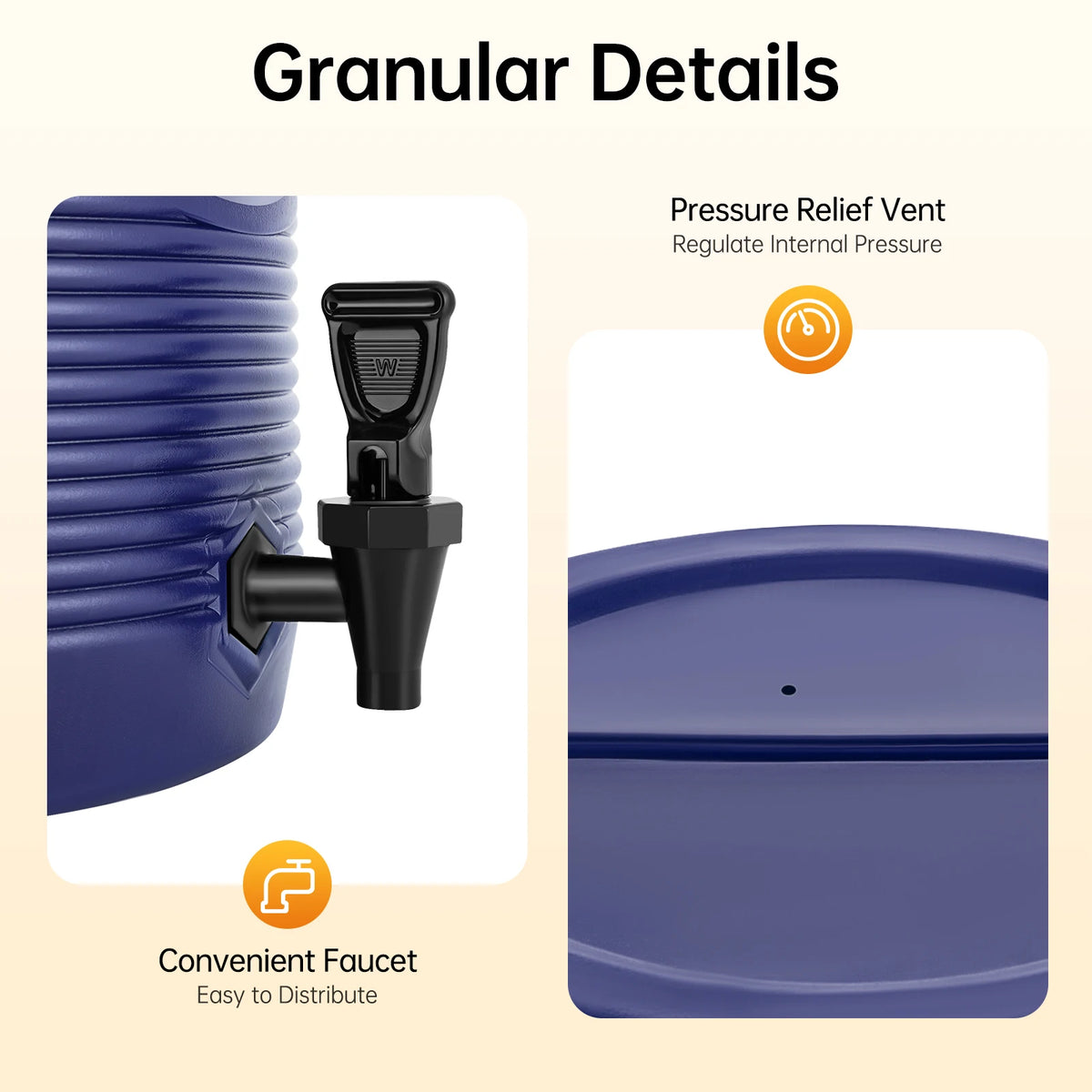 Stainless Steel Insulation Barrel Hot Water Dispenser 13L 2.91 Gallon Single Spigot Blue Insulated Beverage Dispenser For Party Kitchen