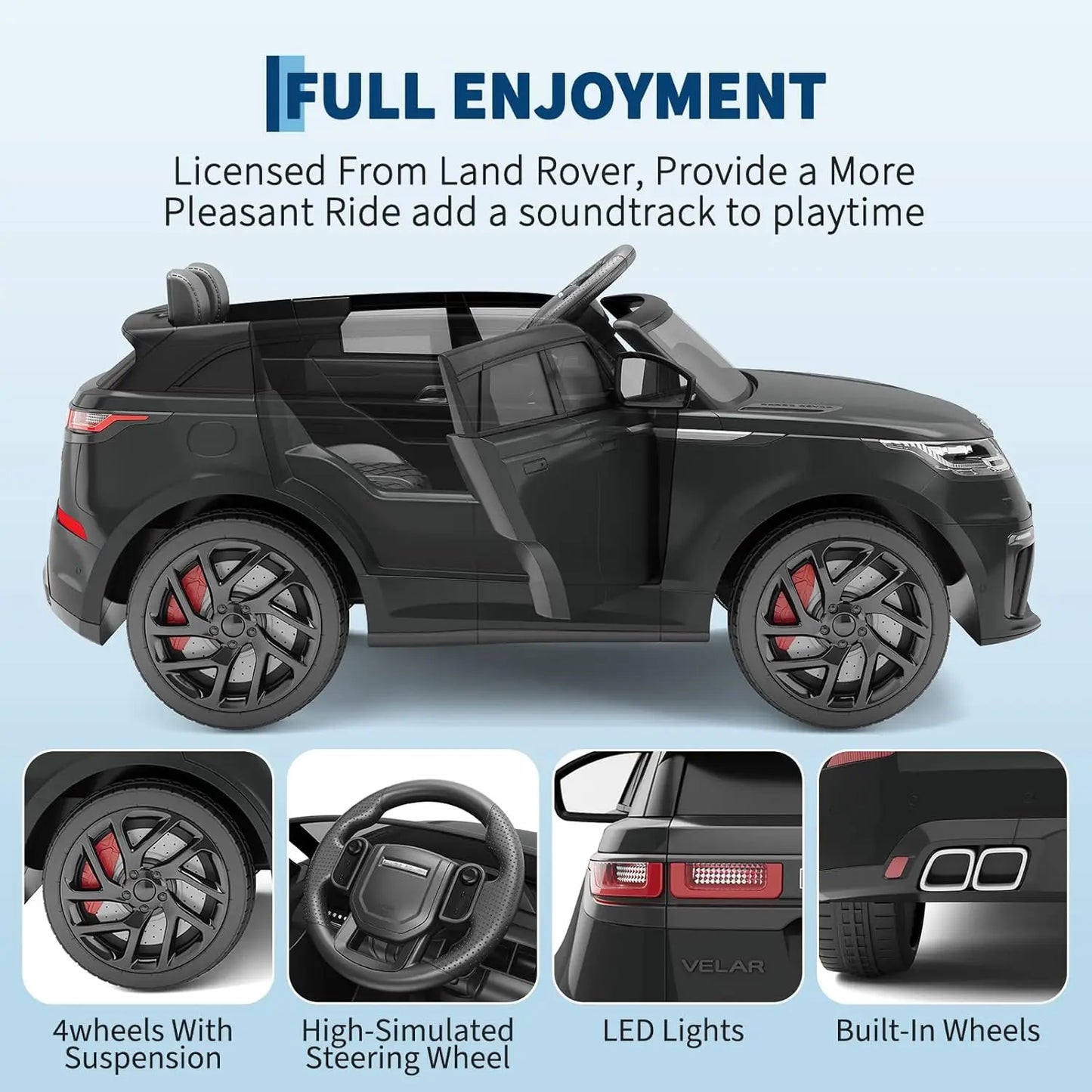 Kids Electric Car with Remote Control Ride-on Toy for Ages 4-8 Years with MP3 Player, Features Rocking Mode & Pull Rod Operation