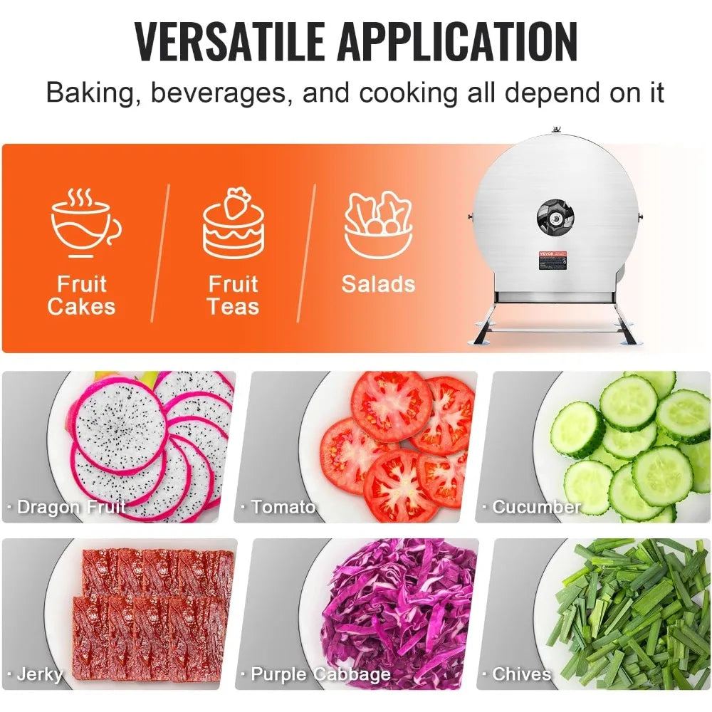 Electric Vegetable Slicer, 0-0.5/0-12mm Thickness Adjustable Commercial Slicer Machine, Convertible to Manual, Stainless S