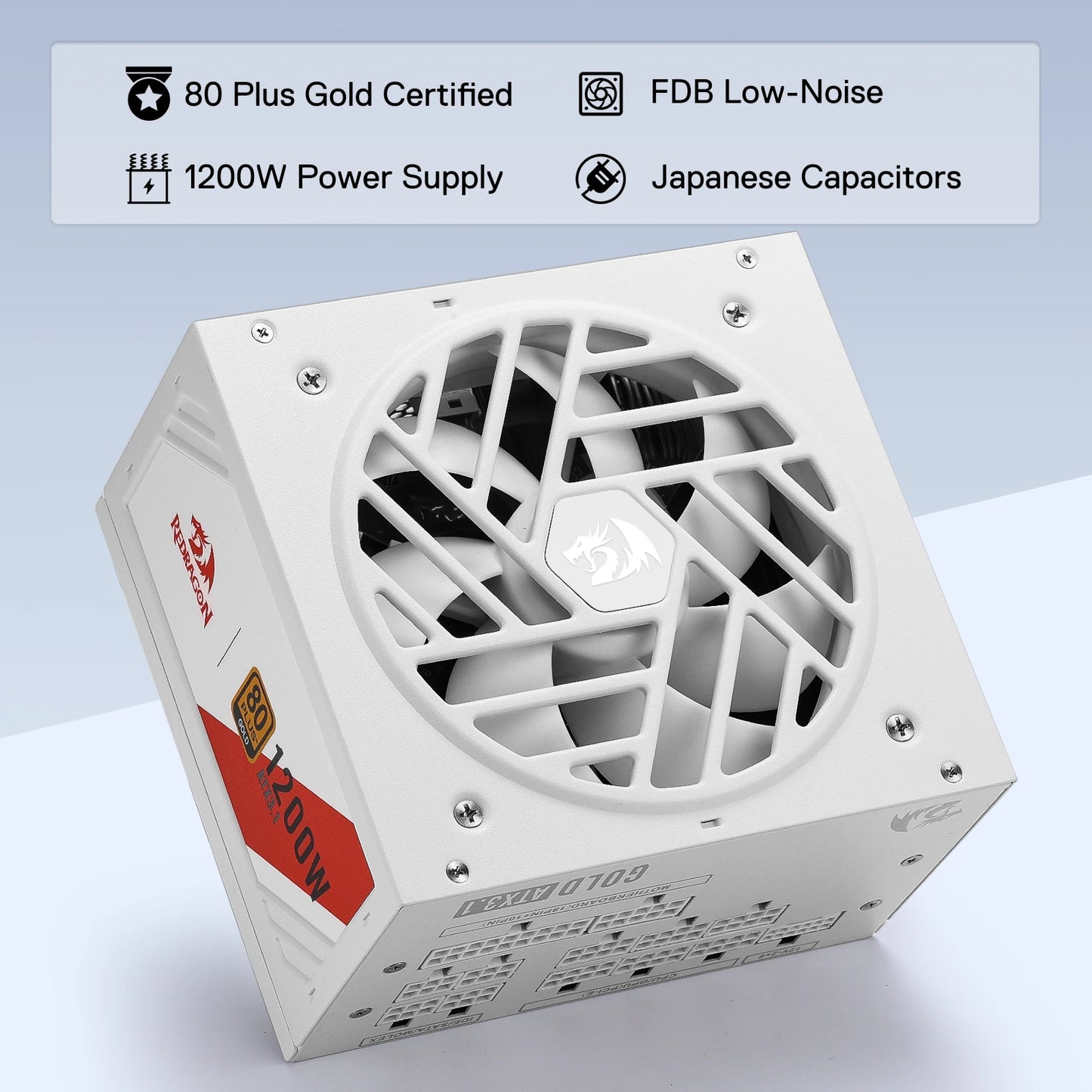 Redragon RGMS-1200W PRO 80+ Gold 1200 Watt w/Upgraded ATX 3.1 & PCIe 5.1 Fully Modular, Compact 150mm Size Power Supply