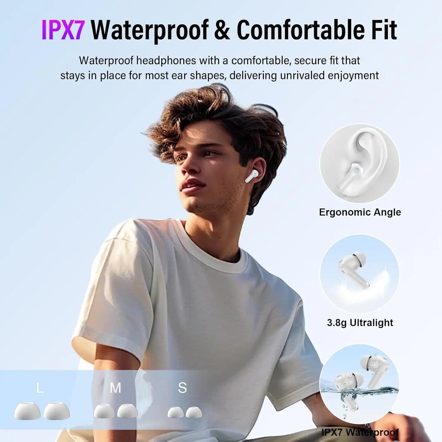 【2026 NEW】Touch Screen Earbuds 45dB ANC ENC Bluetooth 5.4 48H Battery 14.2mm Driver 5 EQ Modes IPX7 Waterproof Transparency Mode Wireless Earphones with Smart Display Case.