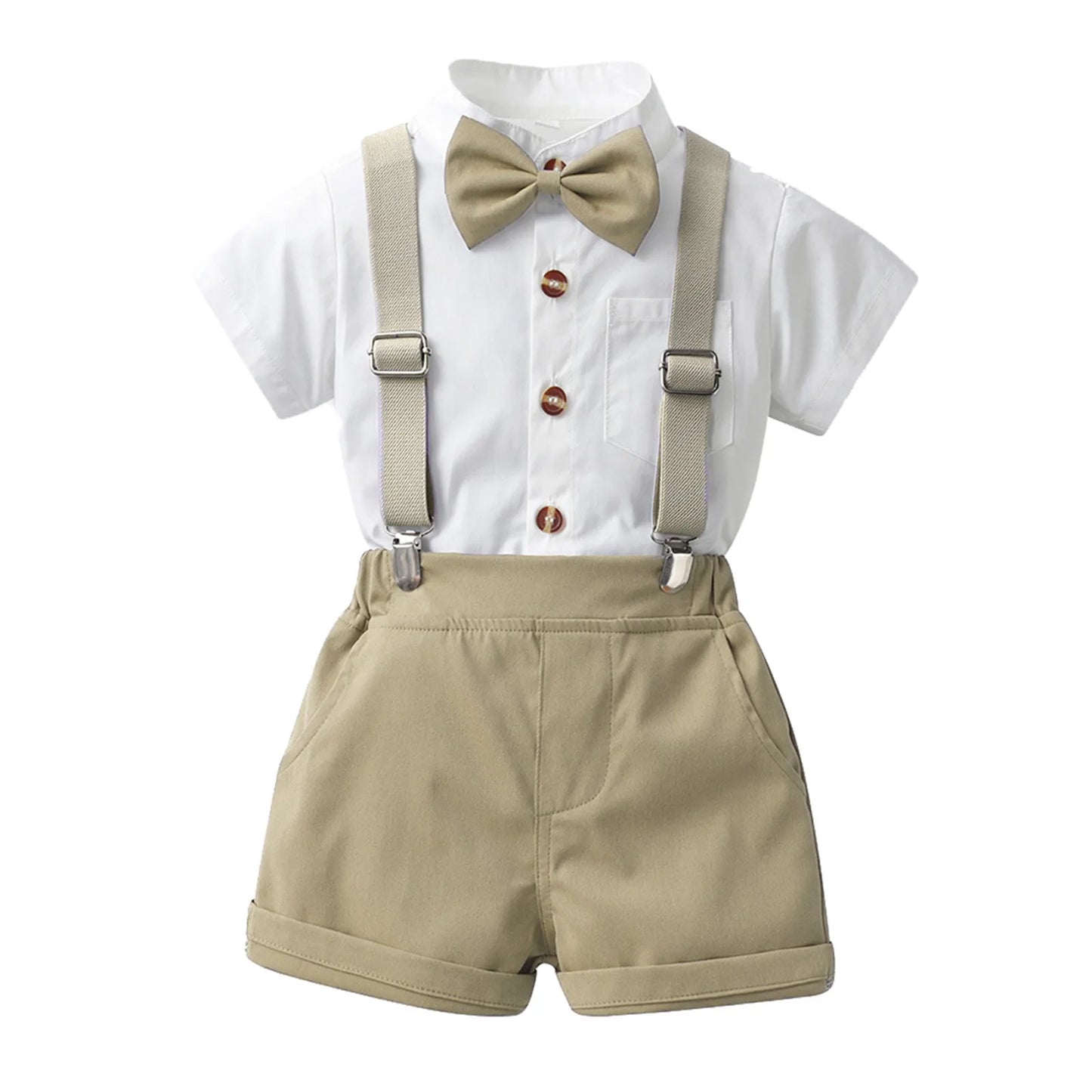 Toddler Boys Short Sleeve Shirt Tops Shorts Sets Tie Child Kids Gentleman Outfits Strap Jumpsuits Outfits Tracksuits 아동 상하복 세트