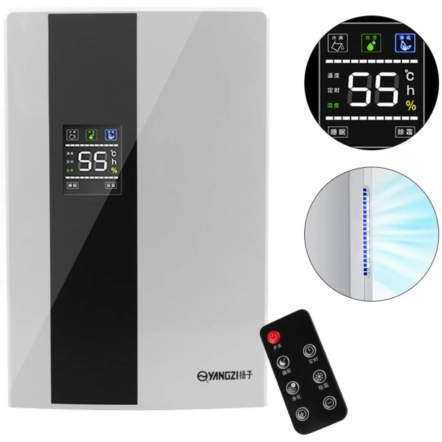 110V Intelligent Dehumidifier 90W Air Dryer Humidity Auto Control Ultra Quiet Sleep Mode Suitable Fits for Bedroom Living Room