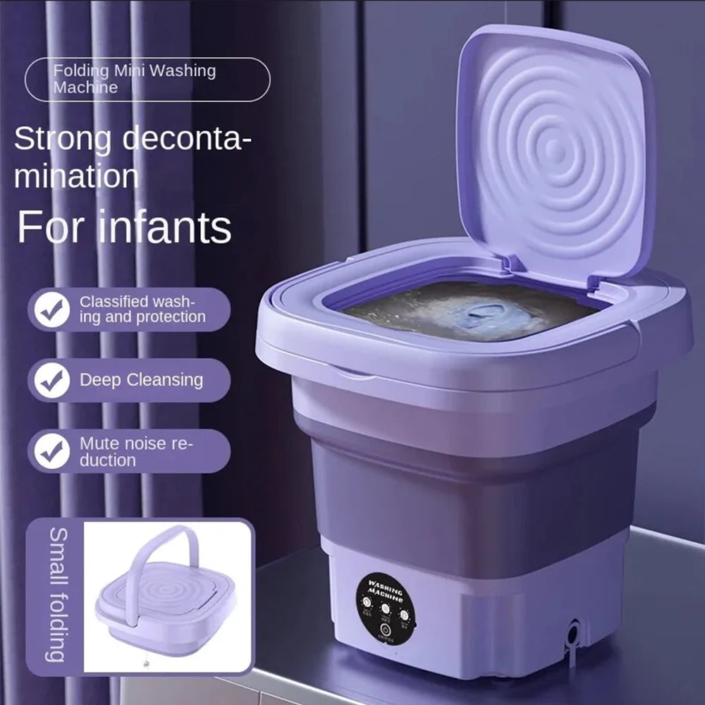 8L Portable Washing Machine Mini Foldable Washer Spin Dryer Washer for Cloth Travel Home Underwear Sock Mini Washer Laundry Tool