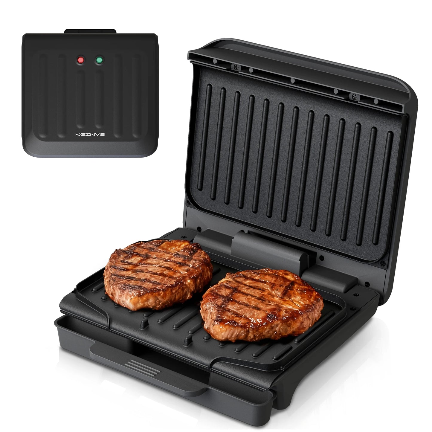 900W Electric Grill Pan, Indoor & Outdoor Kitchen BBQ Griddle for Steak, Seafood and Pancakes, Non-Stick