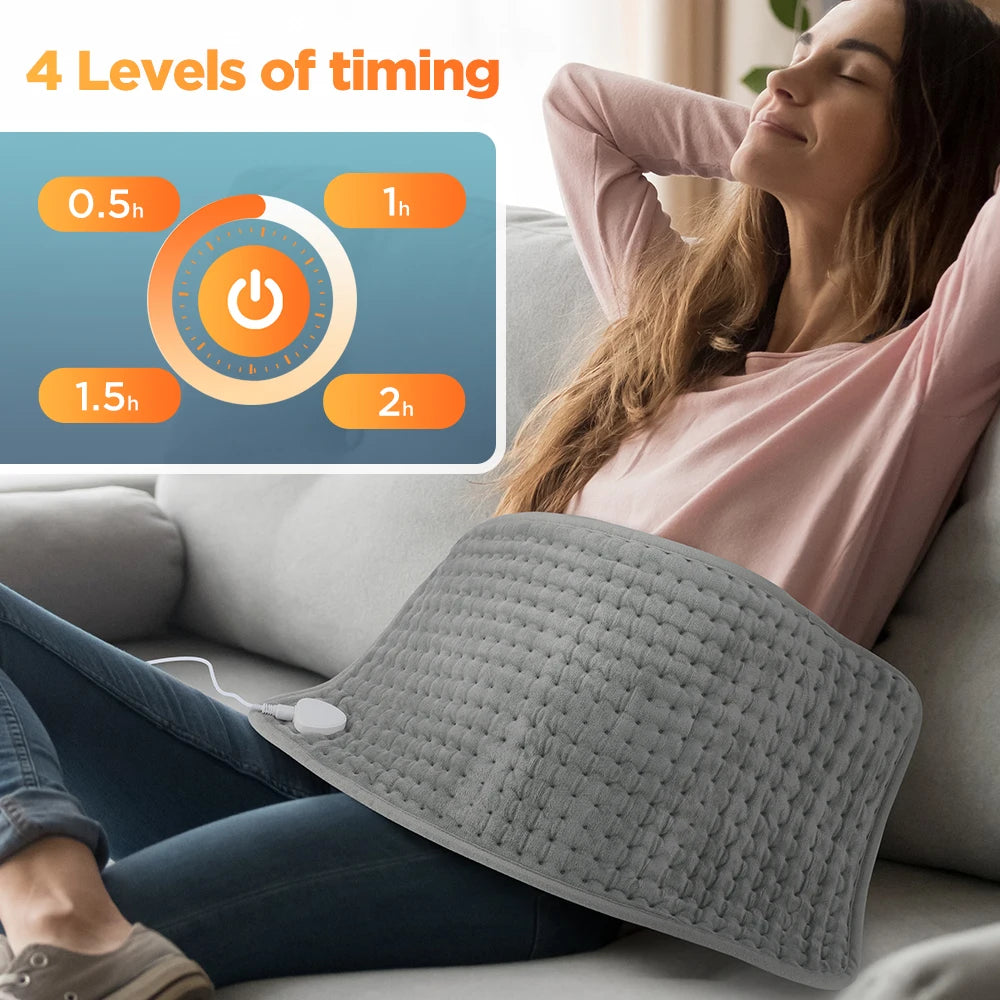 Electric Heated Massage Cushion Body Pad Plush Blanket Micro-Velvet Hands Back Leg Neck Winter Warm 10 Levels Tempe Adjustment