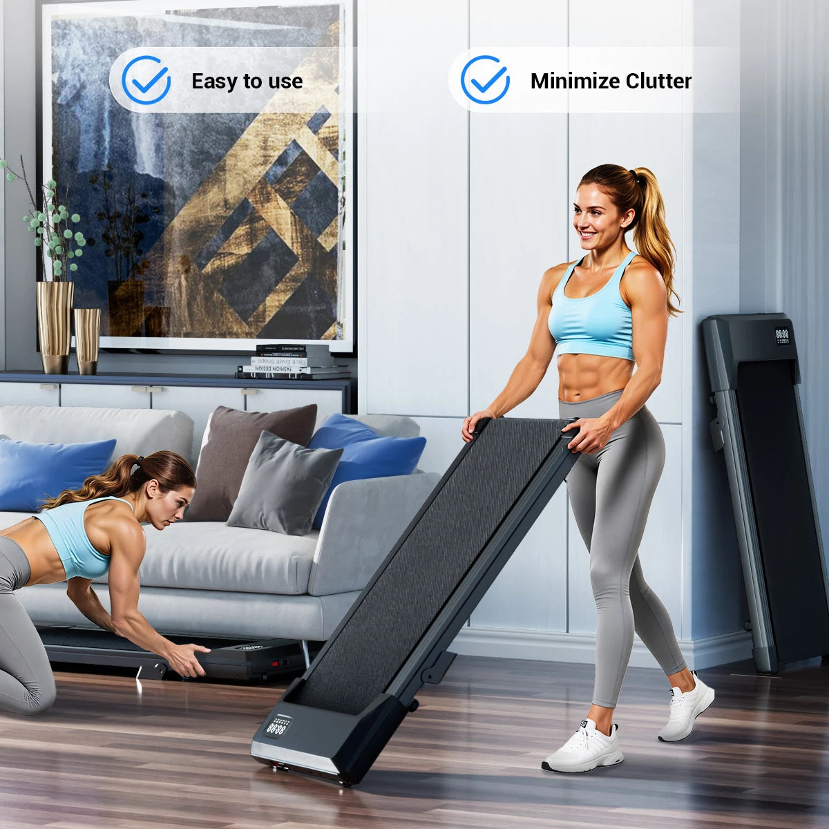 Foldable 6% Slope Under Desk Treadmills 2.5 HP Quiet Walking Pad Portable Remote Control LED Display 300LBS Exercise Walkingpad