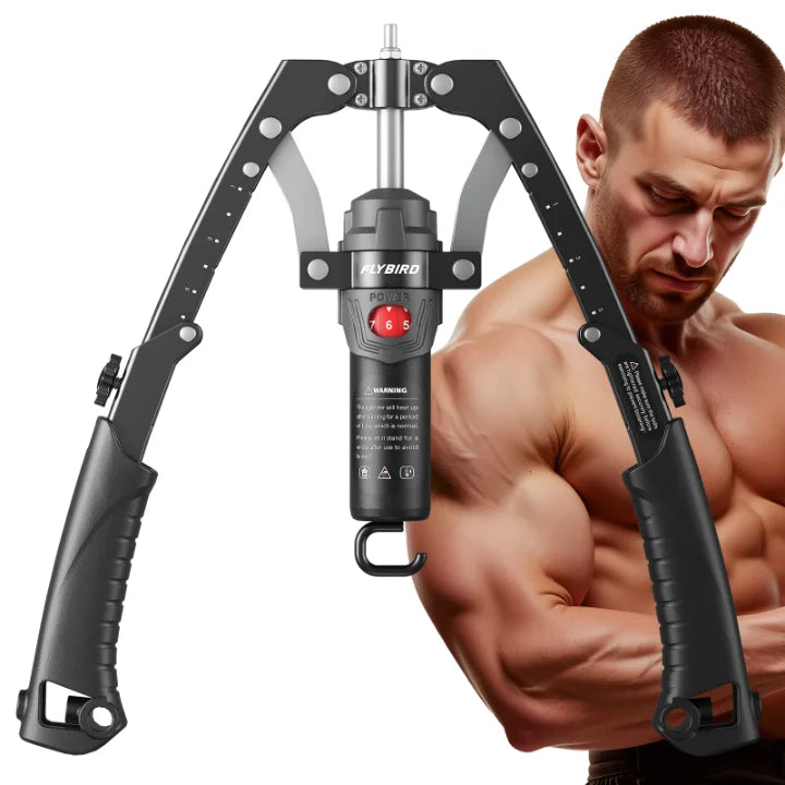 FLYBIRD 3-in-1 Twister Arm Trainer with Ab Roller Wheel, Adjustable 22-440lbs Hydraulic Power Chest, Shoulders, Forearm, Triceps