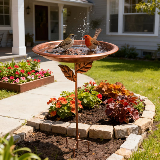 31-inch Outdoor Bird Bath 13'' Rustproof Vintage Iron Bird Feeder Waterer for Chickens Cardinals And Humming Birds Chicken Coop