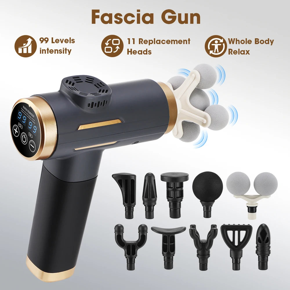 Electric Massage Gun 99 Levels High-Frequency Vibration Powerful Fascia Gun for Body Muscle Relief Arm And Leg Massager
