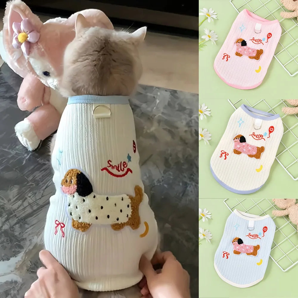 Breathable Small Dog Vest Soft Puppy Clothes Summer Cute Cat Clothes for Small Cat Vest Undershirt Dogs Pet Supplies with Hook