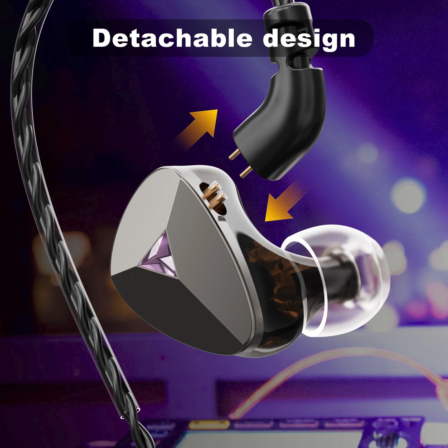 HiFi Wired Earbuds, Gaming Earbud,Driver in Ear Monitor, Hybrid IEM Earphones , Detachable Cable (Without Mic, 3.5mm Jack)